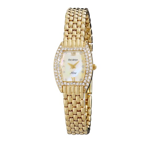Armitron Women's 75/2364MOP NOW Swarovski Crystal Accented Gold-Tone Bracelet Watch