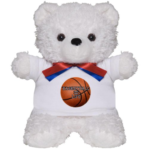 Teddy Bear White Basketball Equals Life