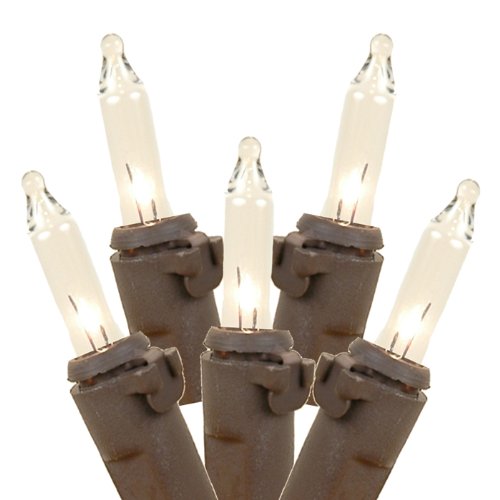 34 Foot 100 Light Clear Outdoor Commercial Grade Grade Christmas Mini Light Set, Brown Wire
