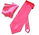 Solid HOT PINK FUSCHIA NeckTie Handkerchief Matching Set Neck Tie