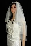 2T White Fingertip Gold Beaded Bridal Wedding Veil