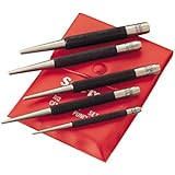 Starrett S117PC Set of 5 Center Punches, 1/16", 5/64", 3/32", 1/8", 5/32" Diameters, in Plastic Case