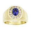 14K Yellow Gold Man's Tanzanite and Diamond Ring