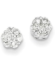 14k White Gold Diamond Cluster Screwback Earrings