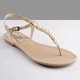 JITNEY Women's T-Strap Flat Sandals Natural Snake Print