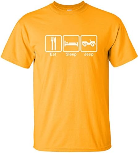 EatSleepTee Men's Eat Sleep Jeep T-Shirt Small Gold