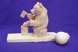 Bear Chopping Log Animated Wood Carving wood carved Bogorodskoye