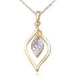18k Yellow Gold Overlay Sterling Silver Diamond Accent Pendant, 18"
