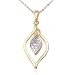 18k Yellow Gold Overlay Sterling Silver Diamond Accent Pendant, 18"