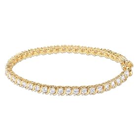 Gold Over Sterling Silver and Round-Cut Cubic Zirconia S-Link Tennis Bracelet- by 