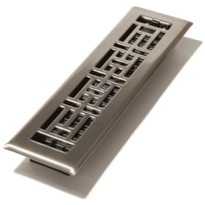 Decor Grates AJH212-NKL 2-Inch by 12-Inch Oriental Floor Register, Brushed Nickel