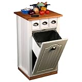 Venture Horizon Beadboard Butcher Block Bin with Pantry in White