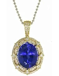 18K Yellow Gold Tanzanite and Diamond Pendant -- LIFETIME WARRANTY