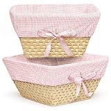 Badger Basket Natural Basket with Pink Gingham Liner