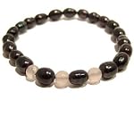 Pearl Bracelet 01 Stretch Rose Quartz Black Pink Crystal Healing Gemstone Beaded