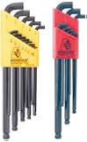 Bondhus 20599 0.050 - 3/8-Inch and 1.5 - 10mm Stubby Ball End Hex Key Double Pack