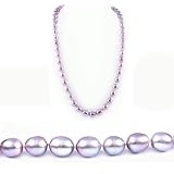 AugustinaJewelry Single Strand 22 Inch 9-10mm purple Oval Shape Freshwater Cultured Pearl Necklace