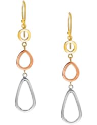 14k Italian Tri-Color Gold Drop Dangle Earrings