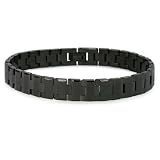 Black Plated Tungsten Men's Link Bracelet (10mm Wide) - 8.5 Inches