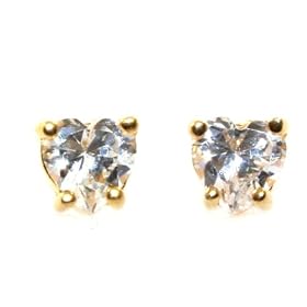 Gorgeous 24K Yellow Gold Layered (GL) Cubic Zirconia Heart Stud Post Birthstone Earrings ~ You...