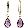 14K Yellow Gold Amethyst Briolette and Diamond Earrings