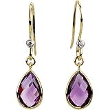 14K Yellow Gold Amethyst Briolette and Diamond Earrings