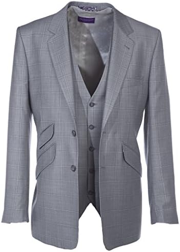 William Hunt Suit 3 Piece in Light Grey Overcheck 38UK/48EU