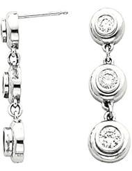 14K White Gold Three-Stone Diamond Earrings - 1.50 Ct. Total Weight -- LIFETIME WARRANTY
