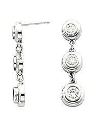 14K White Gold Three-Stone Diamond Earrings - 2.00 Ct. Total Weight -- LIFETIME WARRANTY