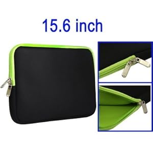 LUPO Black with Green trim Notebook/Laptop Neoprene Pouch Case Sleeve - Fits up to 15.6