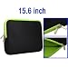 LUPO Black with Green trim Notebook/Laptop Neoprene Pouch Case Sleeve - Fits up to 15.6" Inch Notebooks/Laptops