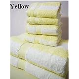 100% Egyptian Cotton Striped Bath Towel Set 6 Piece - Yellow by Luxury Egyptian Cotton