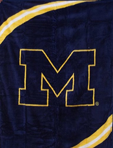 NCAA Michigan Wolverines Force Royal Plush Raschel Throw Blanket, 60x80-Inch