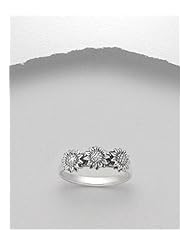 Flower Ring In 92.5 Sterling Silver