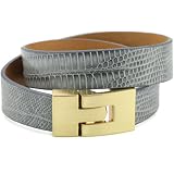 Leighelena Jigsaw Grey Lizard Buckle Double-Wr
