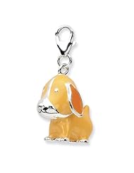 Sterling Silver 3 D Enameled Dogwith Lobster Clasp Charm