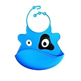 ベビー スタイ　よだれかけ　牛パターン　可愛い　防水　ブルー