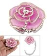 Gold Tone Trimmed Pink Rose Decor Folding Handbag Hanger Purse Hook'