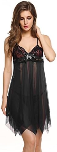 Joitoi Sexy Lingerie Nightwear Red Satin Lace Ladies Cleavage Sleepwear Baby Doll