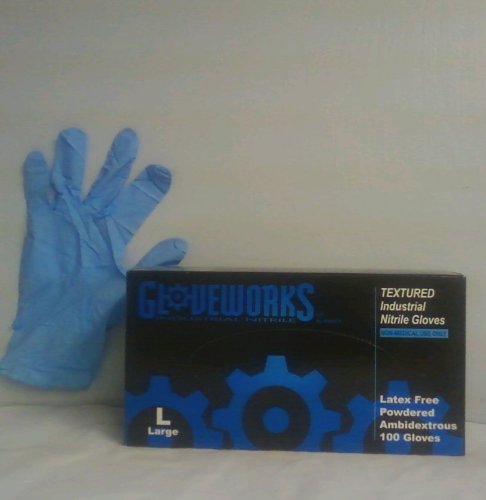 Nitrile Gloves Industrial Latex Free Powdered 100 Count Size Large