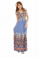V-neck Tropical Print Fitted Lace Sleeveless Flared-Skirt Polyester/Silk Party Dress/Maxi Dress 