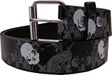 White Skulls and Stars Printed Imitation Leather Belt