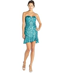 Sequined  Banding Natural Princess Seams   Waistline High-Low-Hem Sweetheart  Dress With Ruffles