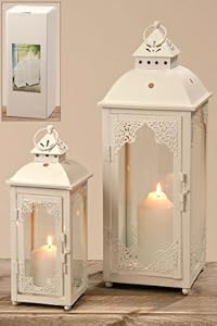 2 Stk Laternen Metall weiß Metalllaternen Dekolaterne Metalllaterne