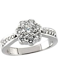 1 1/8 ct tw Diamond Cluster Ring in 14k White Gold - Size 6