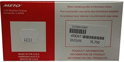 Meto 2200/2 White MPTP Labels (15.7m) for 13.22, 14.22, 15.22 by Meto 1600 Labels