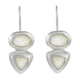 Sterling Silver and White Opal Earrings