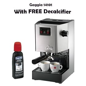 Gaggia 14101 Classic 2-Cup Espresso Machine, Brushed Stainless Steel With FREE Decalcifier and FREE Shipping