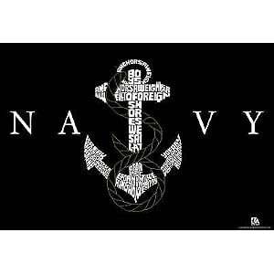 Amazon.com: (13x19) Navy Logo Anchors Aweigh Lyrics Art Print Poster ...