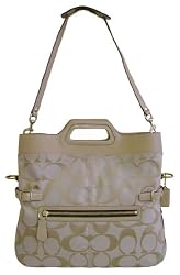 Coach Signature Bonnie Foldover Shoulder Bag 13386 Khaki Sand